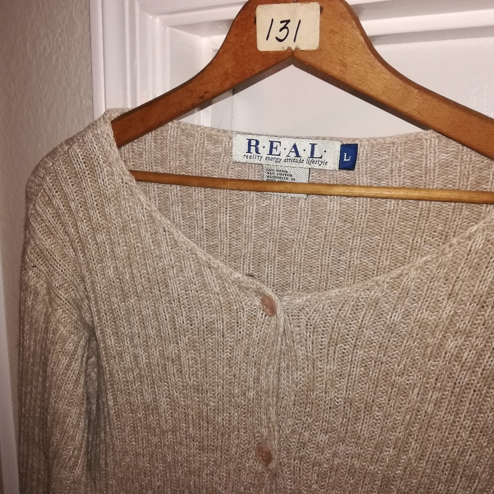 Neutral Cotton Ribbed Sweater - Picture 3 of 11
